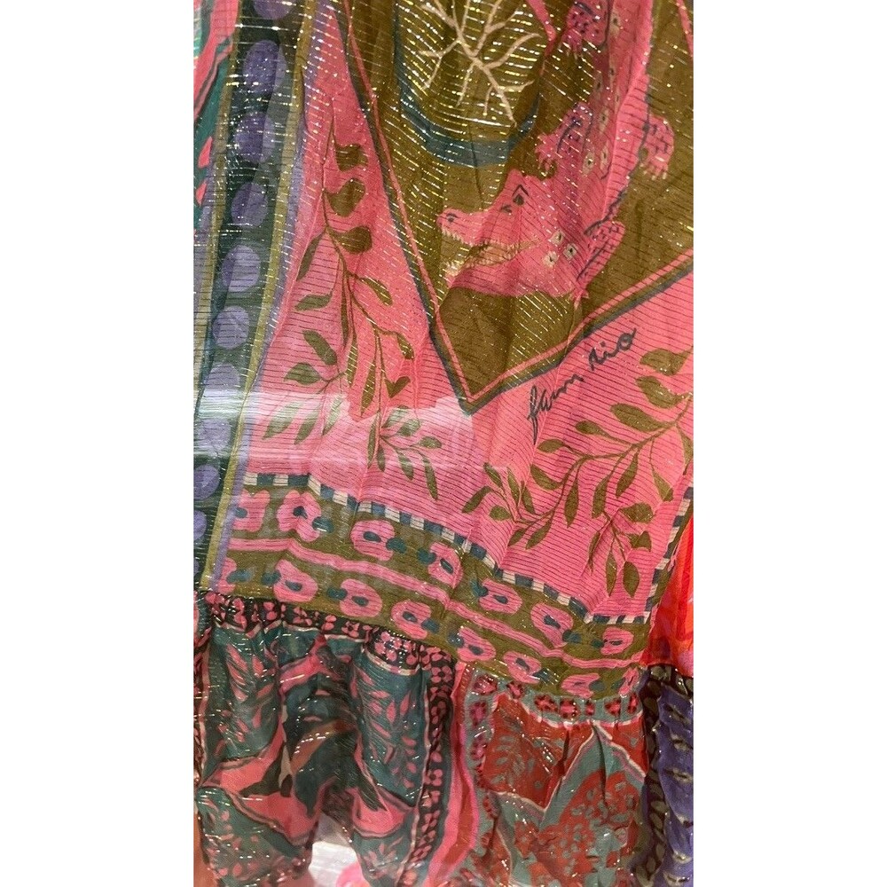 FARM Rio Multicolor Patchwork Midi Dress in Teal, Coral & Mustard - Picture 8 of 8